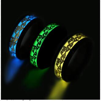 Chinese national dragon pattern blue ring fluorescent ring male