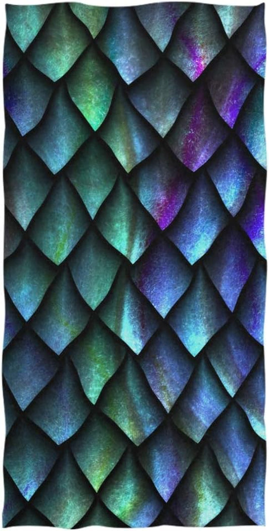 3D Magical Dragon Scales Pattern Soft Large Hand Towels Multipurpose for Bathroom, Hotel, Gym and Spa (16" X 30",Multi)